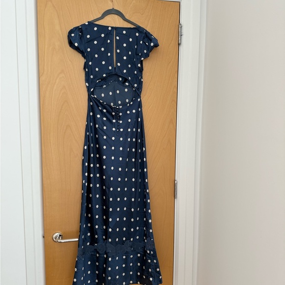 Free People Maxi Navy/White Polka Dot Dress - Picture 2 of 7